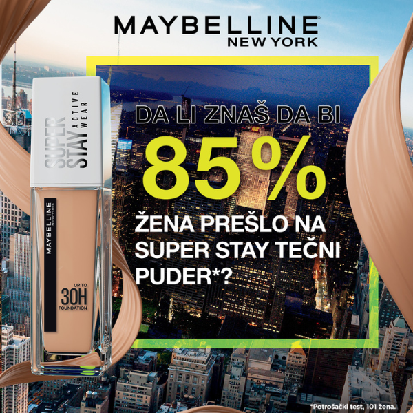 Da li si znala da bi čak 85% žena prešlo na Super Stay tečni puder od Maybelline-a New York*? 